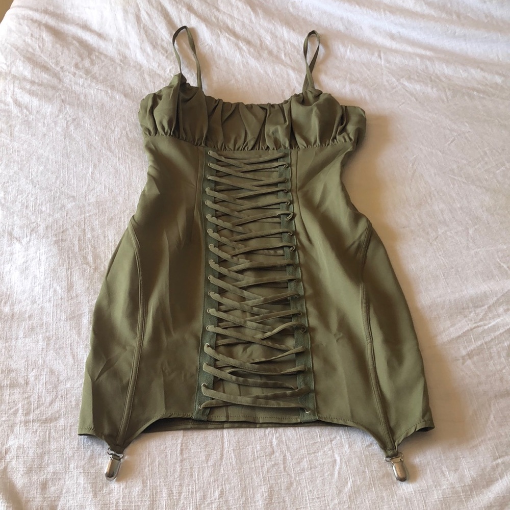 Olive green mini dress